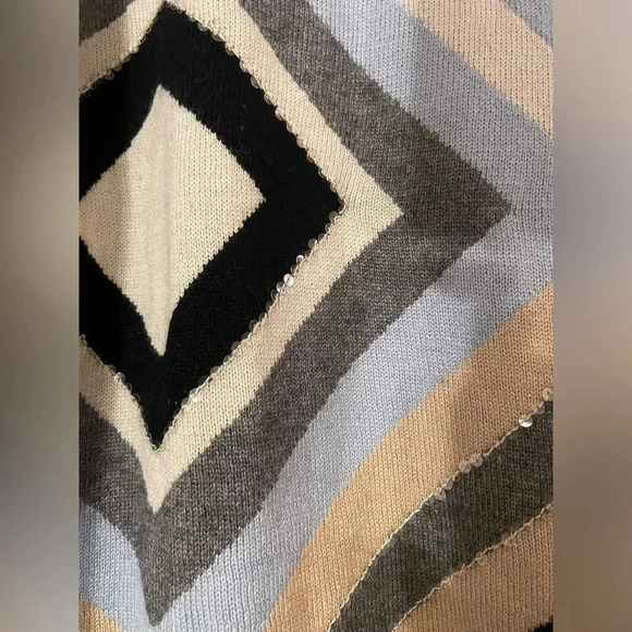 Vintage Ricamo A Mano Black Silk & Angora Sweater Geo Design Plus Size Colorful - Picture 3 of 12